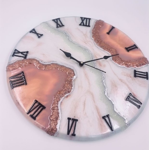 Medium size Resin Wall clock with crystals MDF base