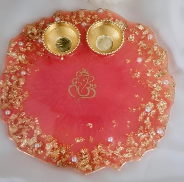 Pink & Gold Pooja Thali